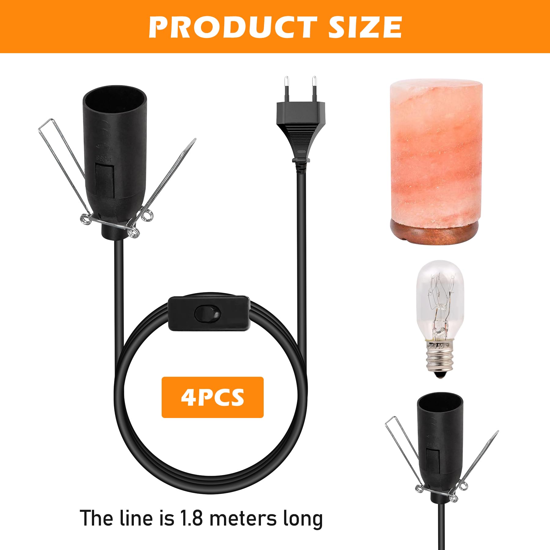 5 Portalámparas E14 Con Cable 1.8m Y Enchufe Europeo - Para Lámparas Colgantes Y Proyectos DIY