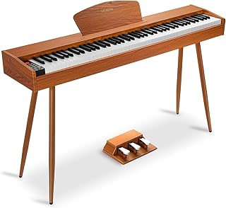 MOSEN - Piano digital con peso de 88 teclas, piano eléctrico de tamaño completo para principiantes, teclado de piano de acción de martillo, con soporte de partituras, pedal triple, adaptador de