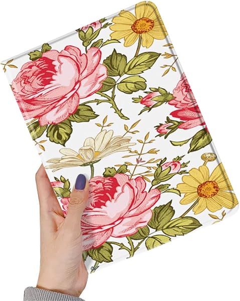 kaidisen 花柄 対応 iPad 第9/8/7世代 10.2インチ ケース iPadAir3用 iPadPro10.5用 カバー 可愛い レディース オートスリープ Apple Pencil 収納 ブック式 オリジナル 柄付き フラワー 女性,Color 1 - 4