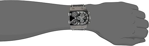 Miniatura 2 de Oulm Reloj de pulsera deportivo analógico de cuero para hombre, de gran tamaño, multitiempo, 3 diales, HP9315B, banda negra, cara negra, Negro -