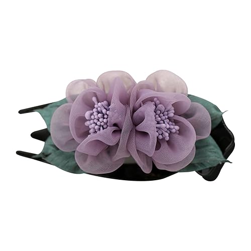Miniatura 4 de Pinzas para el cabello de flores grandes para mujer clip de pelo de doble flor pinzas laterales para el cabello para mujer clip de pico de pato