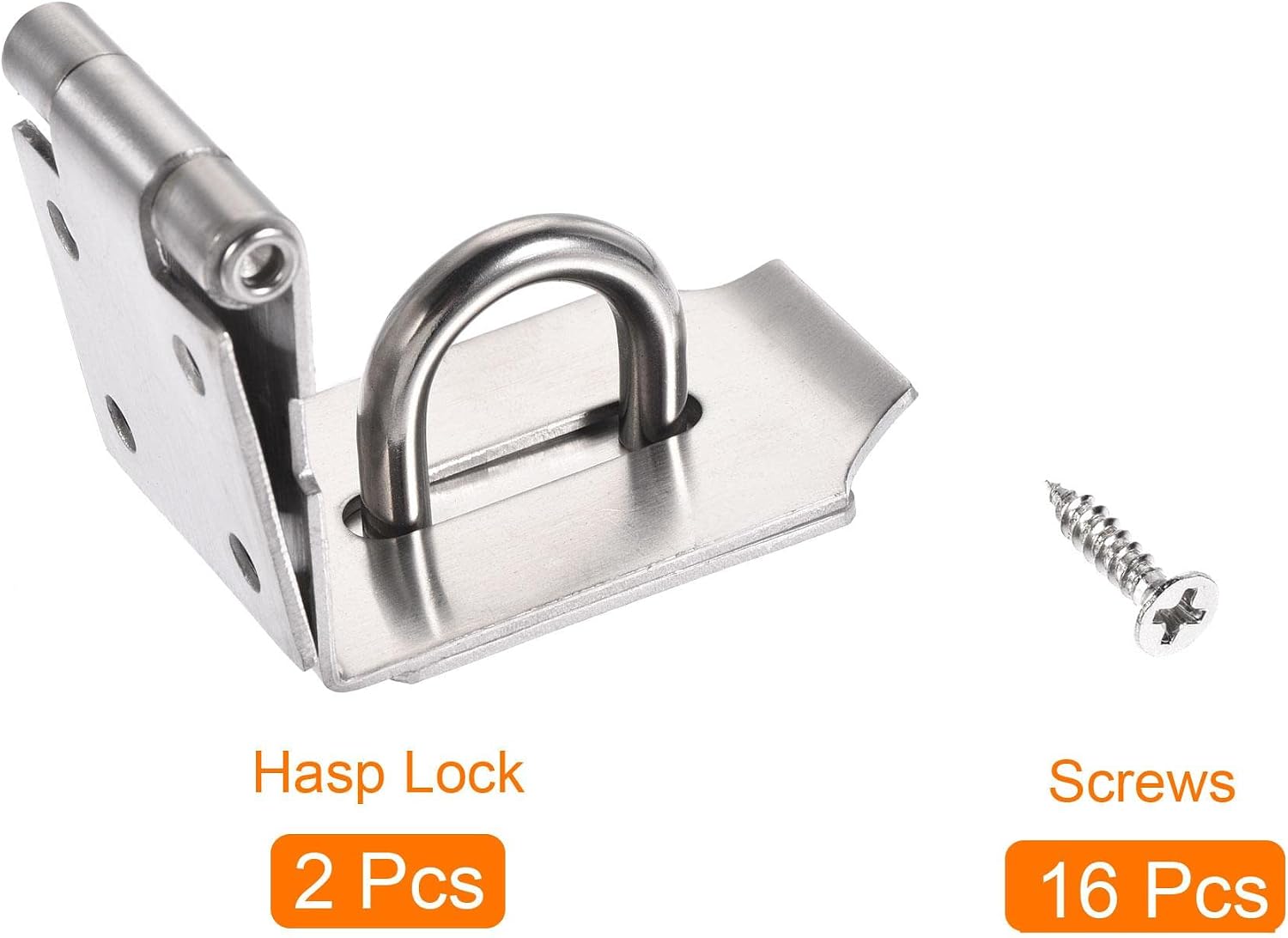 Padlock Hasp,Door Latch Hasp, 4 Inch Stainless Steel 90 Degree Heavy Door Latch Hasp Lock Padlock Clasp with Screws for Cabinet Closet, Silver Pack of 2