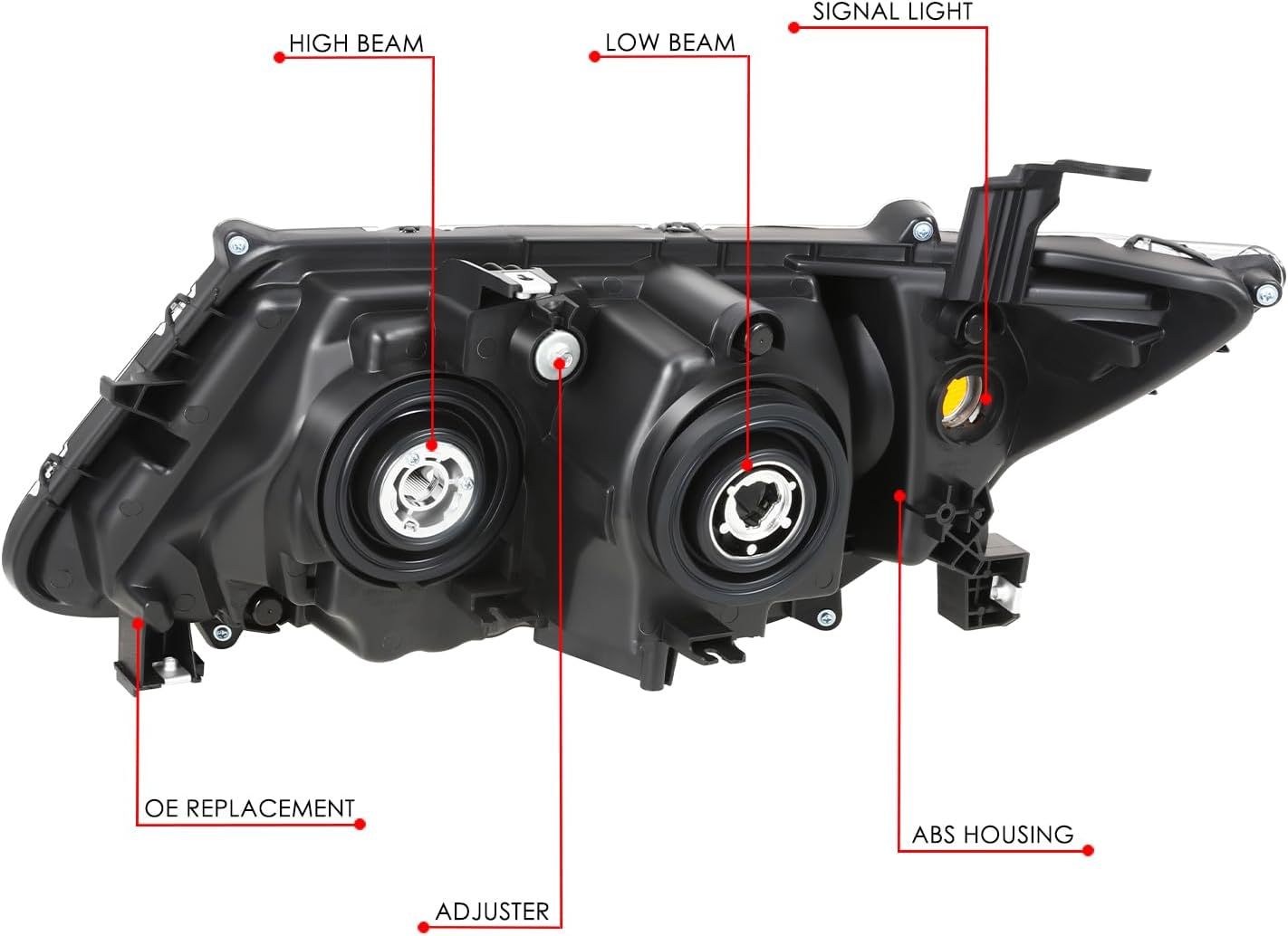 DNA MOTORING Right OE Style Projector Headlight Compatible with 2014-2017 Honda Odyssey, OEM-HL-0236-R