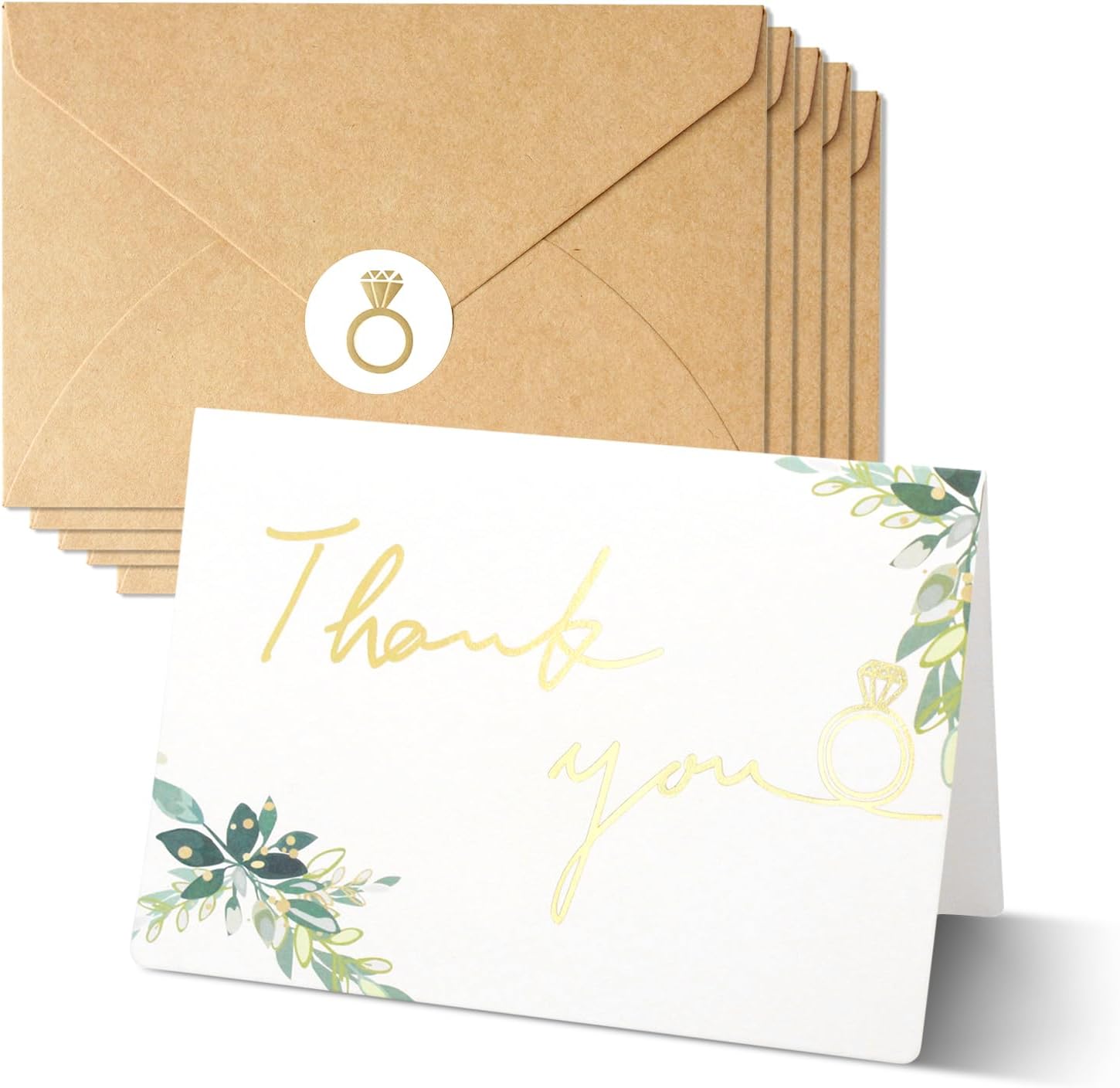 Wedding Thank You Cards with Envelopes, 20 Pack Sage Green Bridal Shower Thank You Cards Bulk with Stickers, 4X6 Inch Blank Thank You Wedding Cards with Envelopes