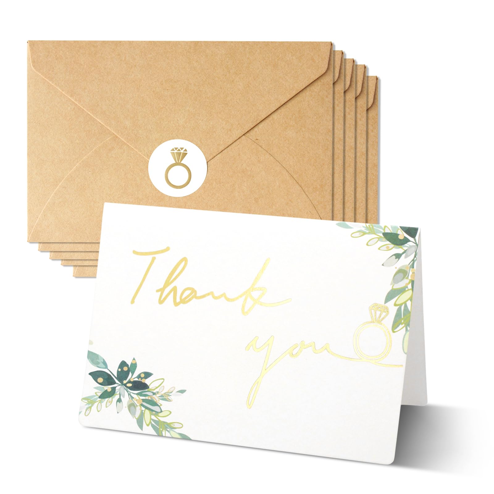 Blopee Wedding Thank You Cards with Envelopes, 20 Pack Sage Green Bridal Shower Thank You Cards Bulk with Stickers, 4X6 Inch Blank Thank You Wedding