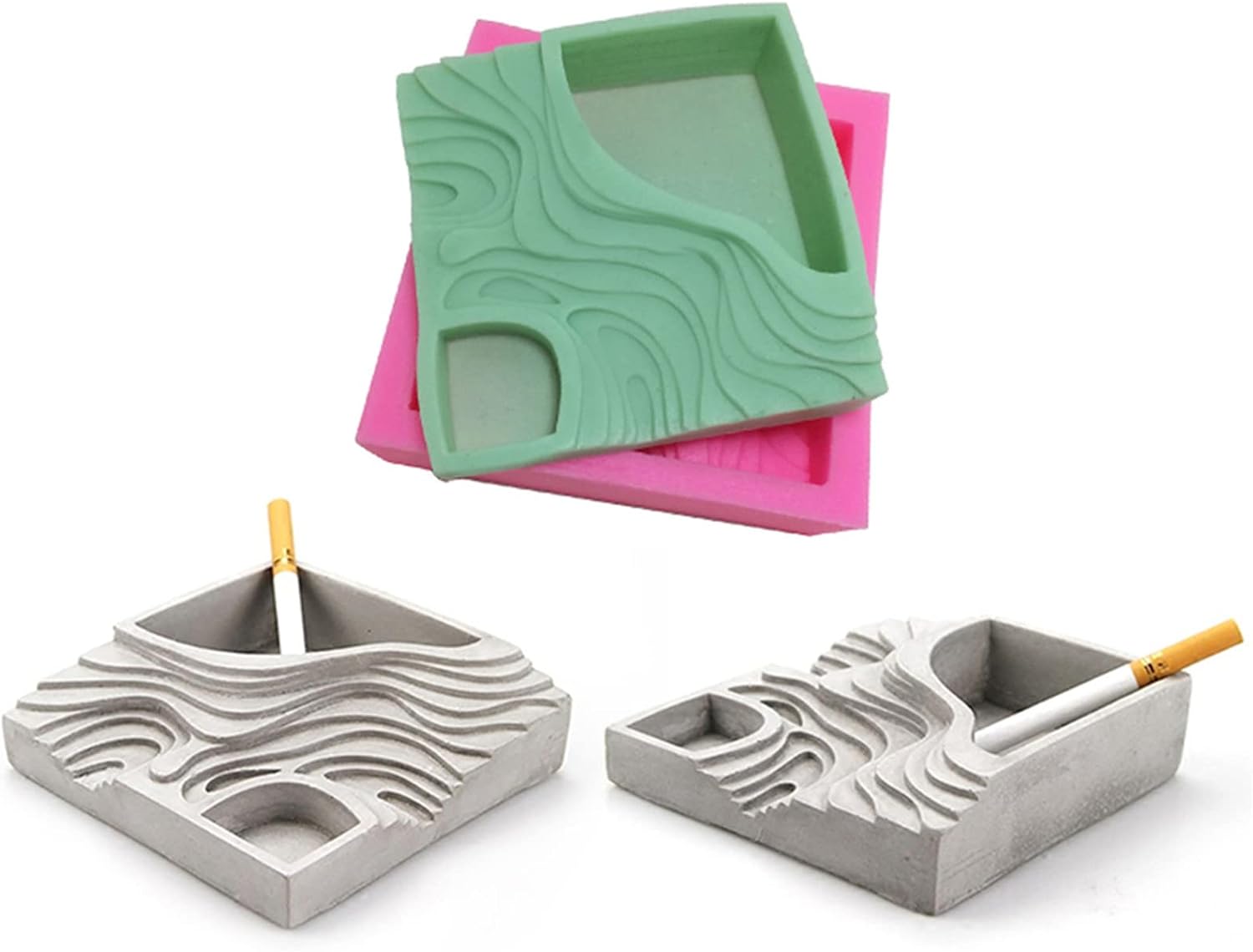Concrete Flower Pot Mold - Succulent Planter Silicone Mold - Epoxy Resin Cement Polymer Clay Mould - Candle Holder (Square Terraces)