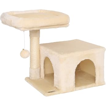 lionto Cat Scratching Post with Cave Lying Surface and Ball Height 50 cm
