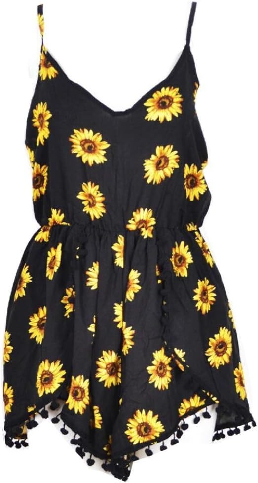 Womens Floral Print Romper Jumpsuit Crop Top and High Waist Short Set