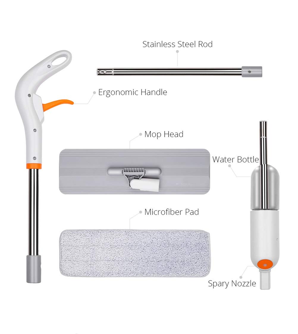 Fregona con pulverizador manual, Herramientas de limpieza del hogar, fregona para lavar el suelo, fregona limpiadora de suelos planos con almohadillas de microfibra de repuesto To pursue happiness