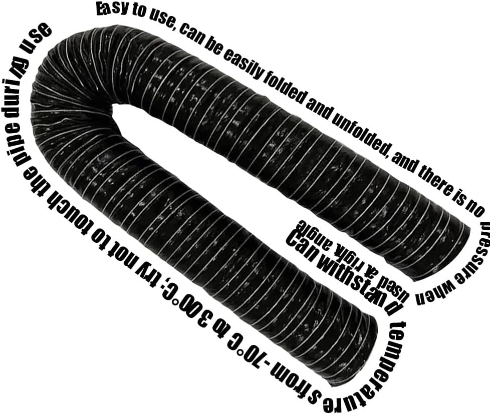 High-Performance Black Vent Hose - 4m Automotive Air Duct for Brake Cooling & Induction Intake, 115mm Exhaust Pipe for High Heat Resistance, Durable & Flexible