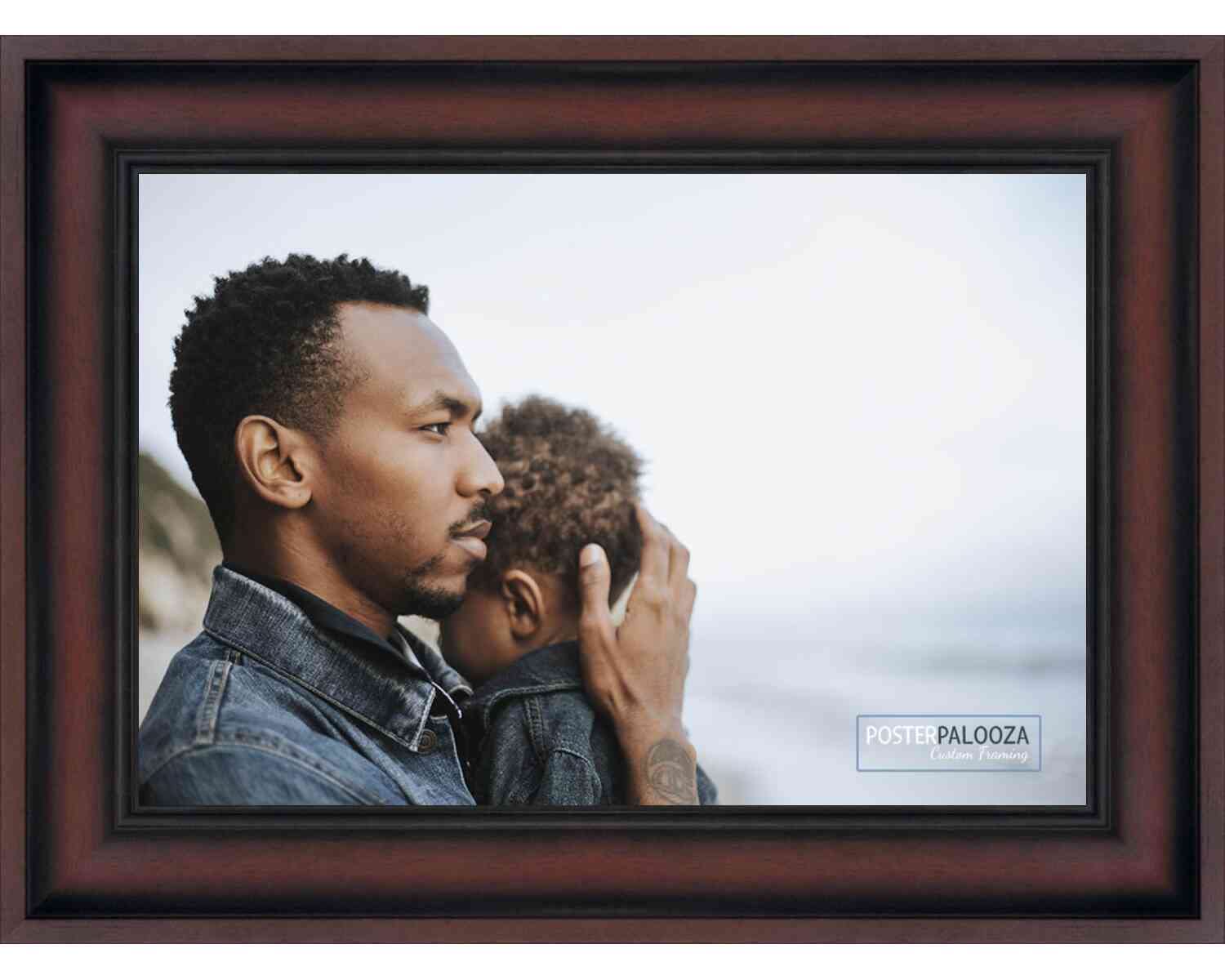 21x21 Inch Mahogany Wood Picture Frame - Square Frame With UV Acrylic & Hanging Hardware - View #5