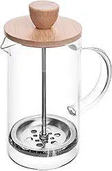 WOLFF - Cafeteira Prensa Francesa de Vidro Borossilicato e Tampa de Bambu - Capacidade 600ml