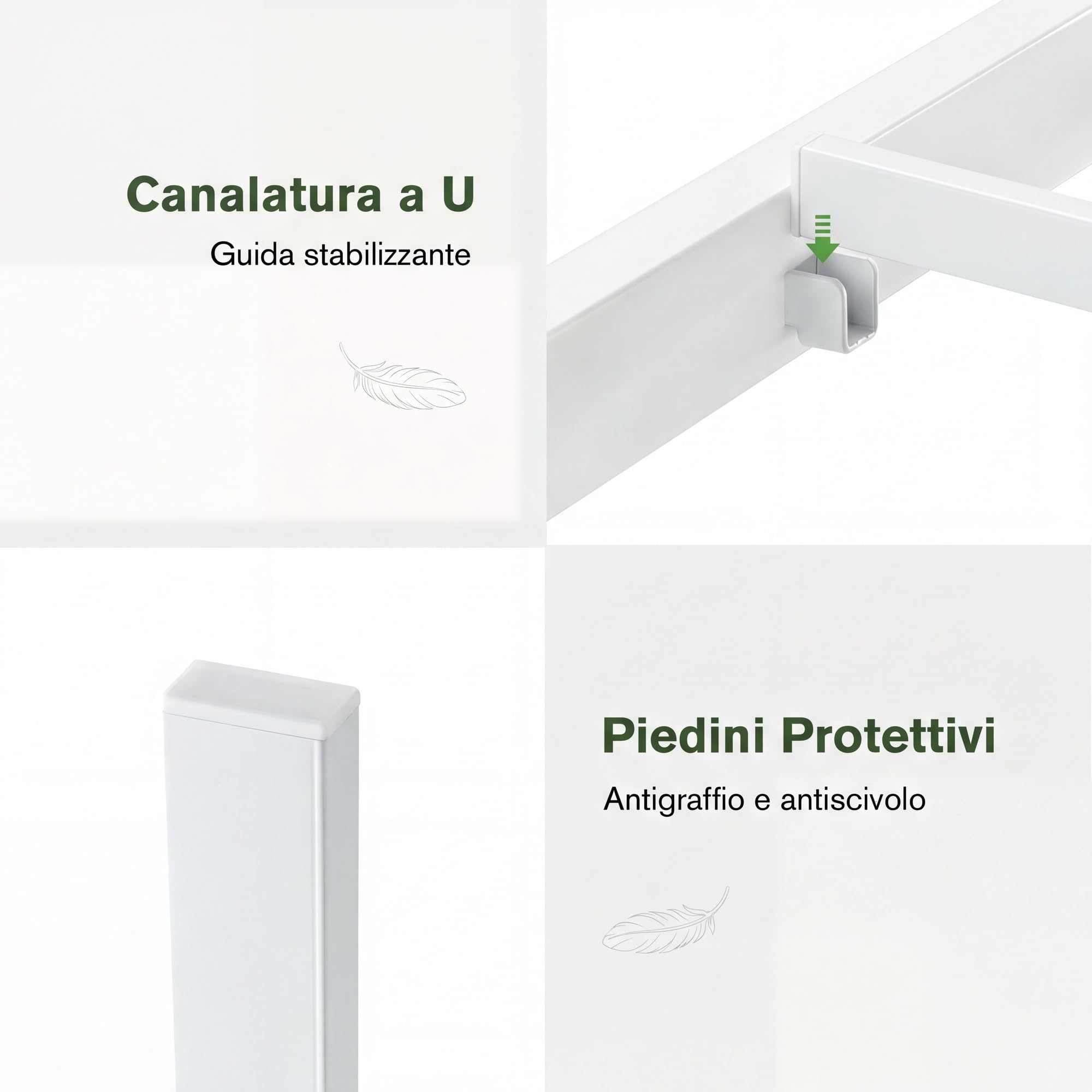 MUTICOR Struttura Letto in Metallo 90x200 cm dal Design Senza Tempo, Telaio Stabile con Doghe Incluse, Spazio Contenitore Sotto il Letto, Silenzioso, Bianco