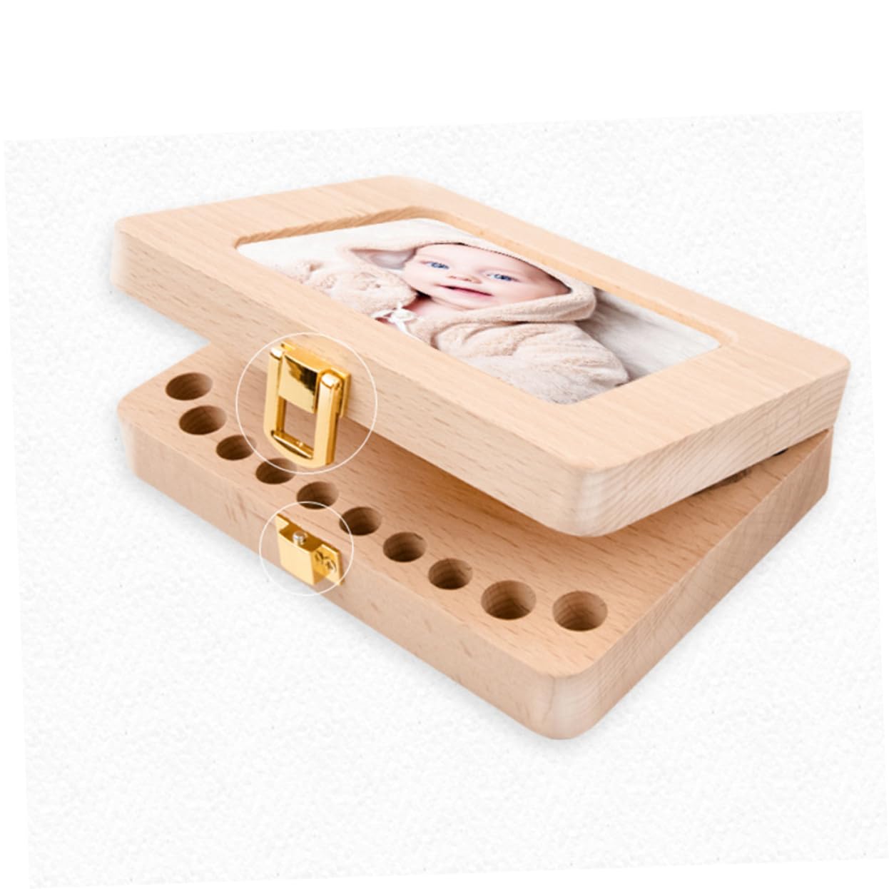 TOYANDONA Caja De Bebé Lanugo Caja De Deciduos El Regalo Regalos Infantiles Regalos De Bebé Caja De Almacenamiento De De Niño Marcos De Fotos De Madera Recuerdo De