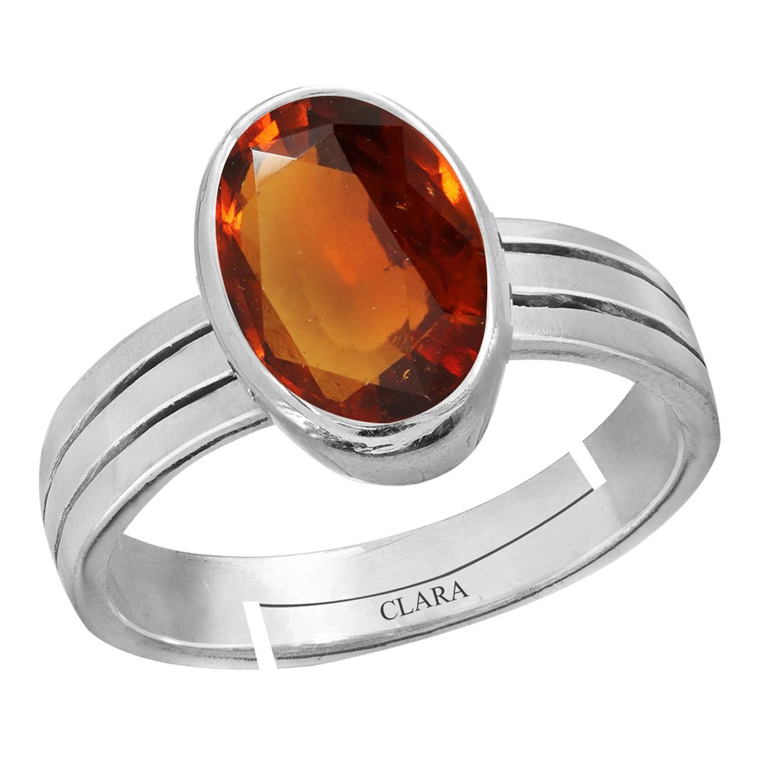 Clara Gomed Hessonite 4.8cts or 5.25ratti Stone Silver Adjustable Ring for Men