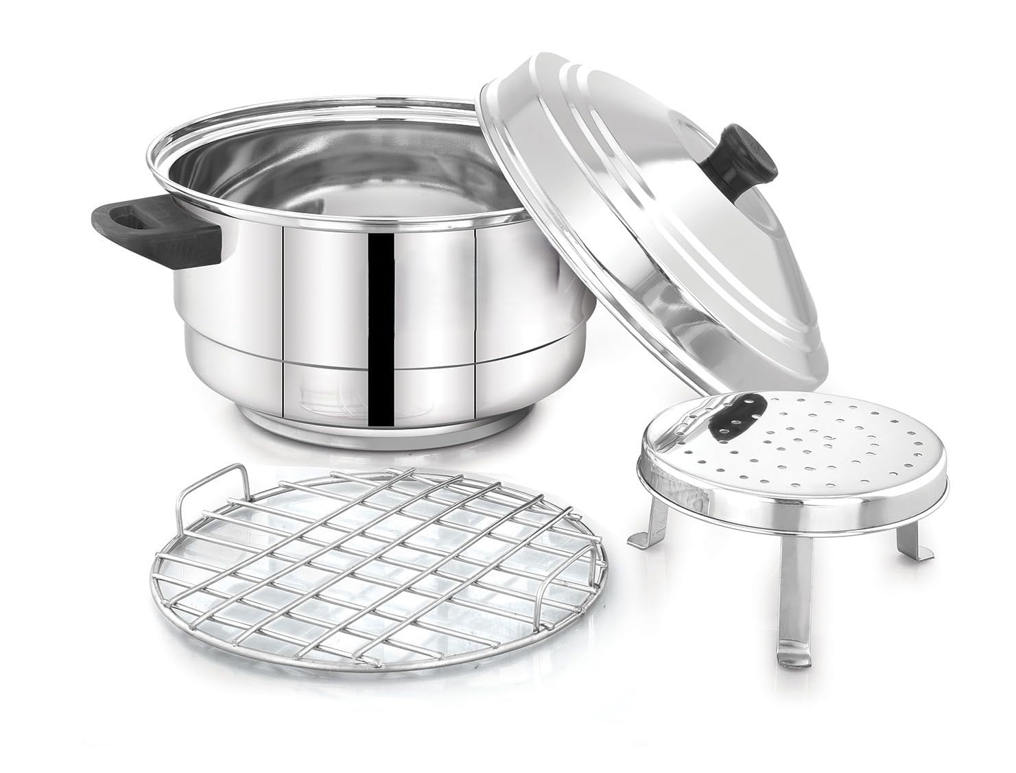 Expresso Stainless Steel Gas Tandoor Oven & Bati Maker with Lid, Wire Grill Rack and Perforated Stand | Multi-Purpose Oven for Dal Baati, Litti, Roasting & Traditional Indian Cooking-image-15