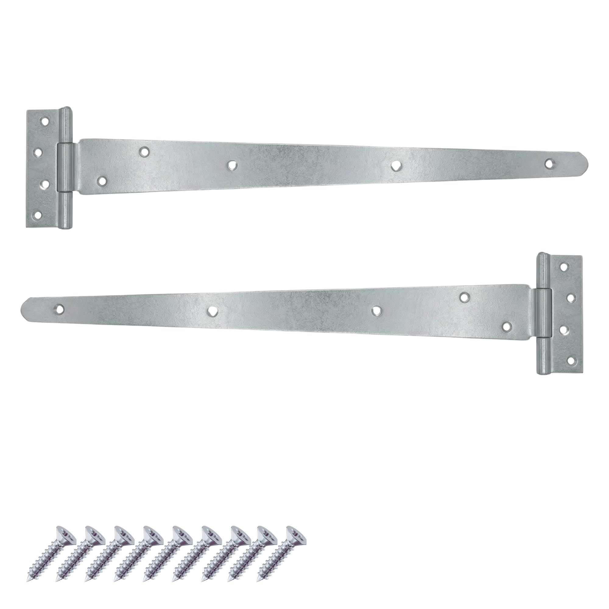 Keypak Zinc 2 Pack 450Mm (18") T-Hinges Plated, Heavy Duty Metal Tee Hinges For Large Wooden Gates, Barn, Garage & Shed Doors
