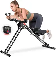 Aparelhos Academia Aparelho Abdominal Dobrável, 5 Ajustes de Altura, com Visor LCD, Aparelho Abdominal Máquina Vertical, Escada Dobrável Vertical para Exercícios Aeróbicos, Capacidade de 120 kg