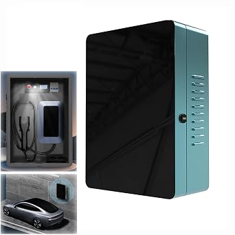 Outdoor EV Charger Enclosure, EV Charger Box, Wall Mount Cover with Lock, with Temperature Control and Heat Dissipation, LightingBlue