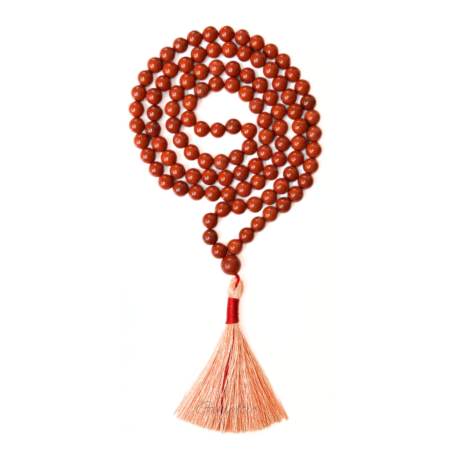 Gemaltic Healing Crystals 108+1 Beads Jap Mala – 6MM Natural Gemstone Prayer Beads for Meditation, Chanting, Yoga, Hindu & Christian Spiritual Use – 30 Inch (Red Jasper)