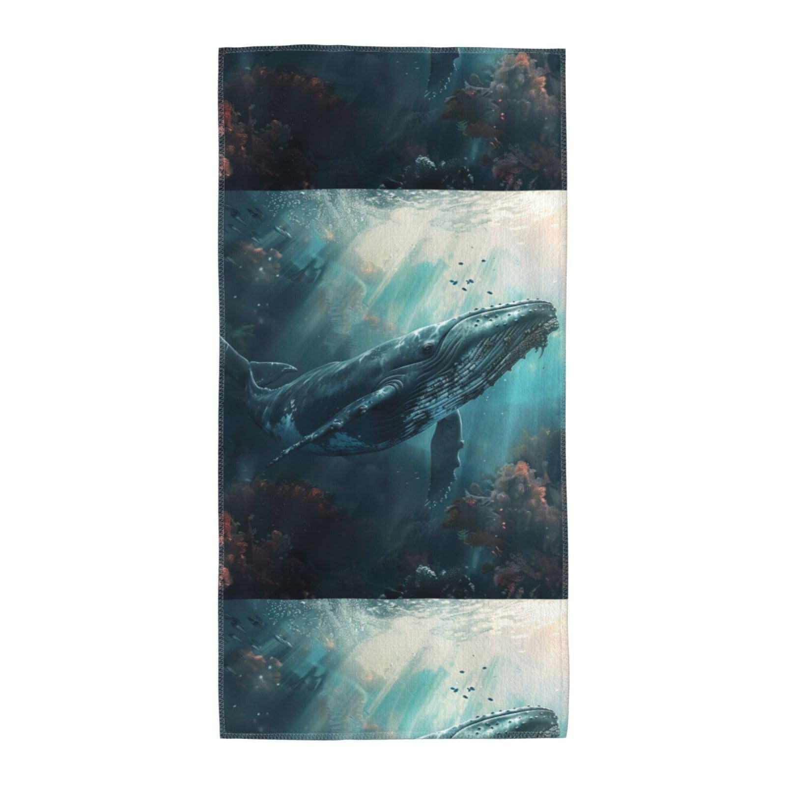 Cbaaghh Undersea Whale Print Towel, Towels Thick Face Towels Fast Drying Washcloth For Bath, Spa, Gym