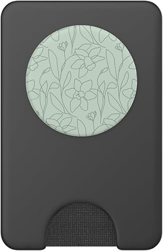 Miniatura 7 de Poppy Flower Line Art - PopSockets intercambiables con diseño de hojas modernas, estilo bohemio, color verde salvia