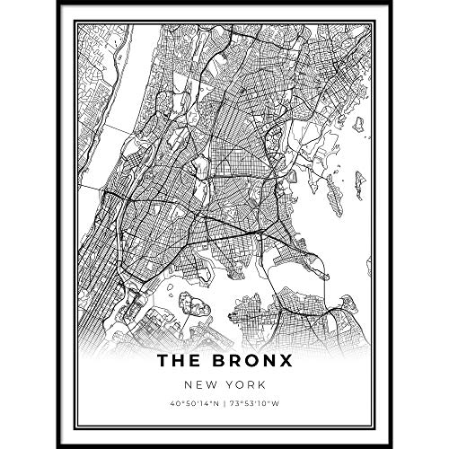 Skanndi The Bronx Map Print, New York City Nyc Ny Usa Map Art Poster, Modern Wall Art, Street Map Artwork 9X11 #TOP22