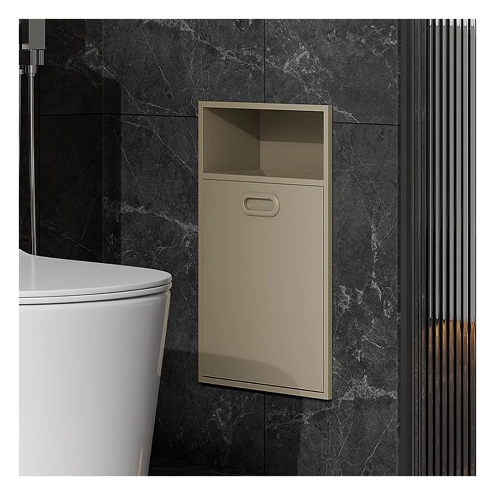 QUSYZD Modern Stainless Steel Shower Niche Organizer with Trash Compartment – Double Layer Vertical Shelf for Bathroom Storage, Light Green,Light Green-30x50x14cm