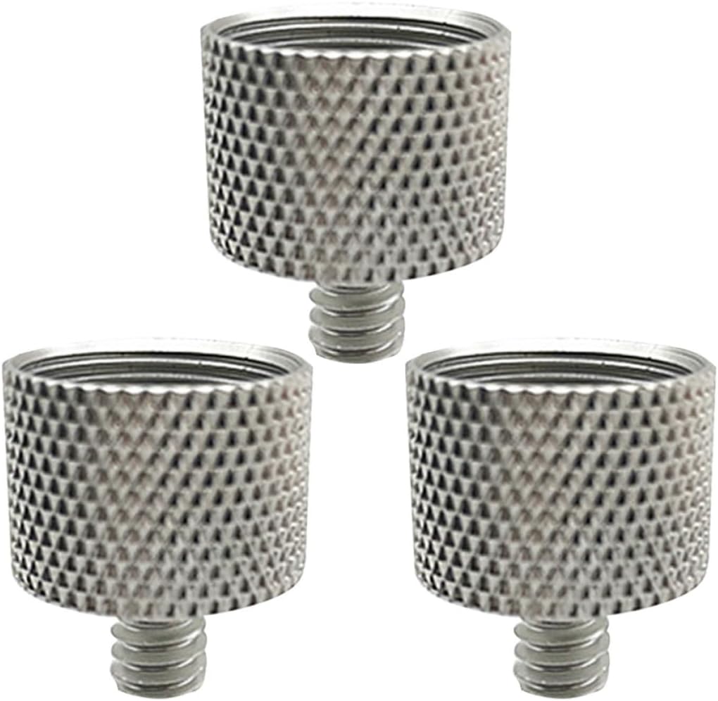 3pcs /8 to 1/4 Inch Microphone Screw Adapter Nut Metal Mic Thread Screw Adapter with Anti-Slip Texture for Clamp and Microphone Stand