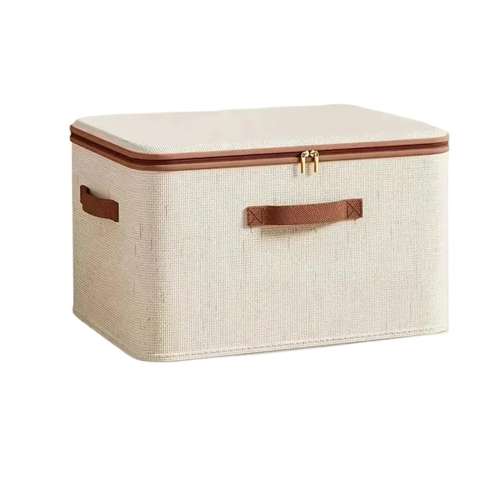 Boîte de rangement en coton lin 25L coque rigide zippée