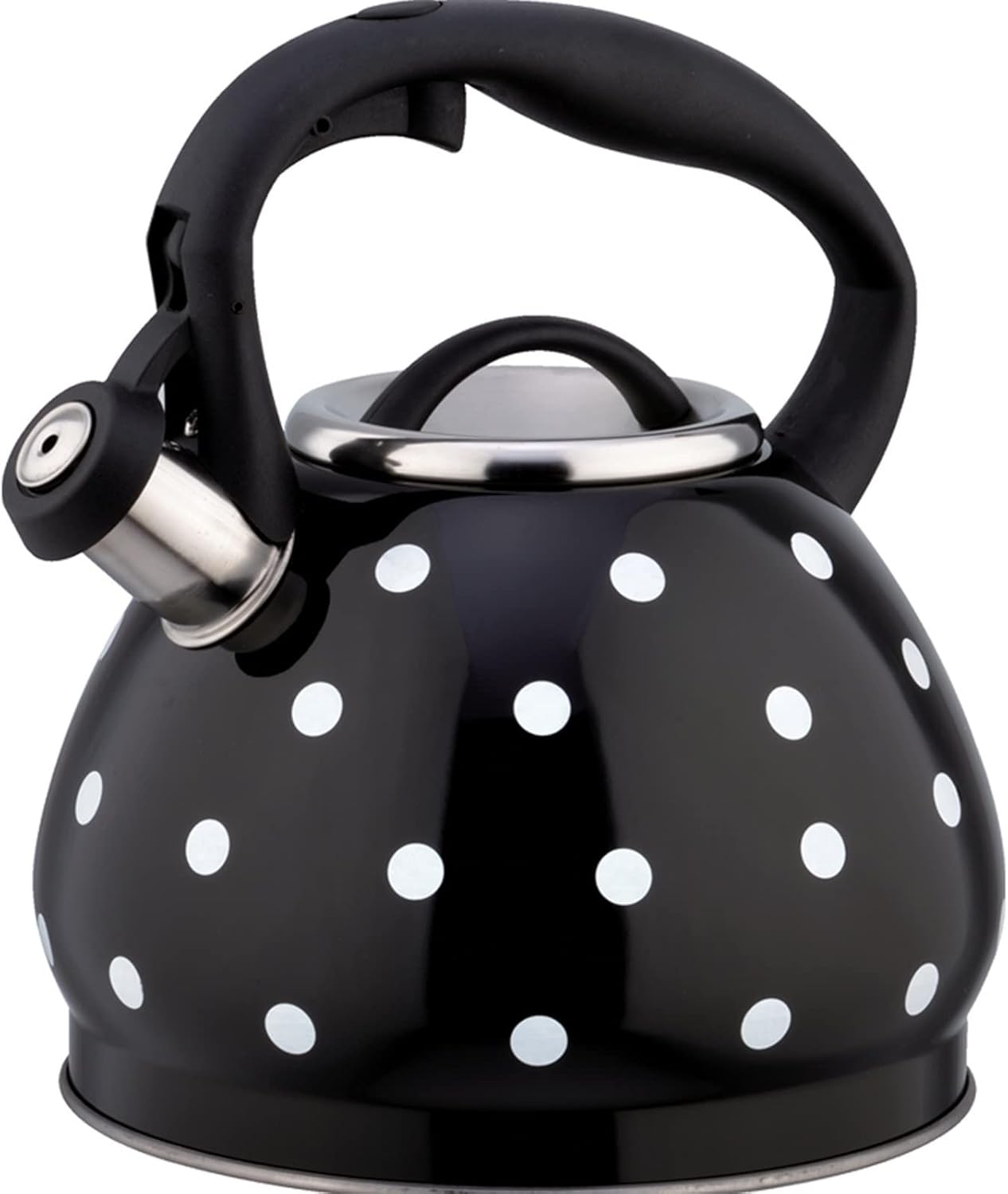 Black and White Polka Dot Tea Kettle, Cute Whistling Teapot for Stove Top, Stainless