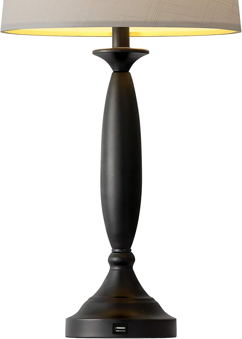 Bеѕt Prоmо Oneach Modern Table Lamp USB Table Lamps Set of 2 for Living Room 26.75” with USB Charging Port Bedside Lamp Fabric Drum Shade Accent Lamp Light for Bedroom Black