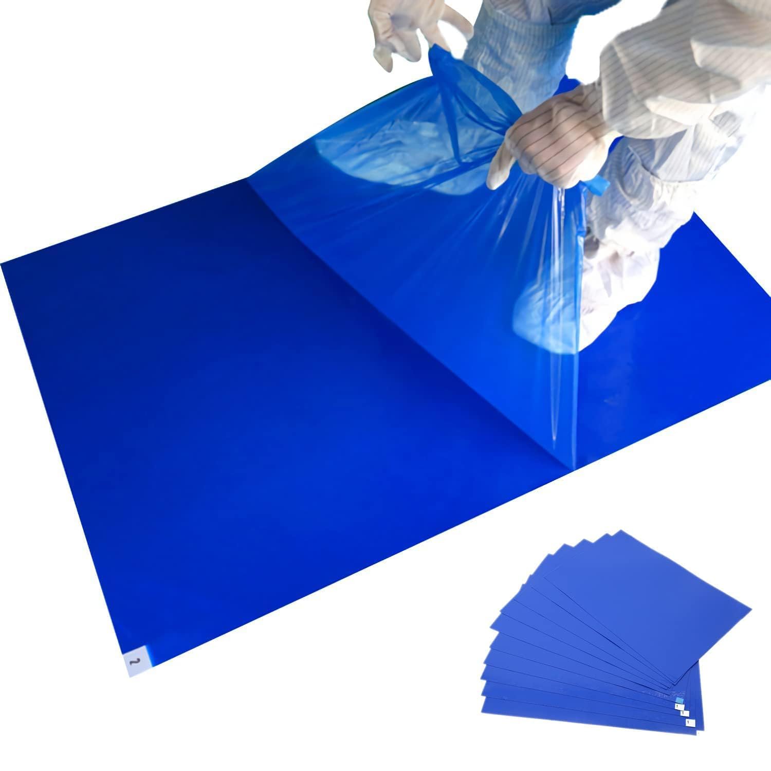 300 Sheets Blue Sticky Adhesive Mats, 24" x 36" Cleanroom Tacky