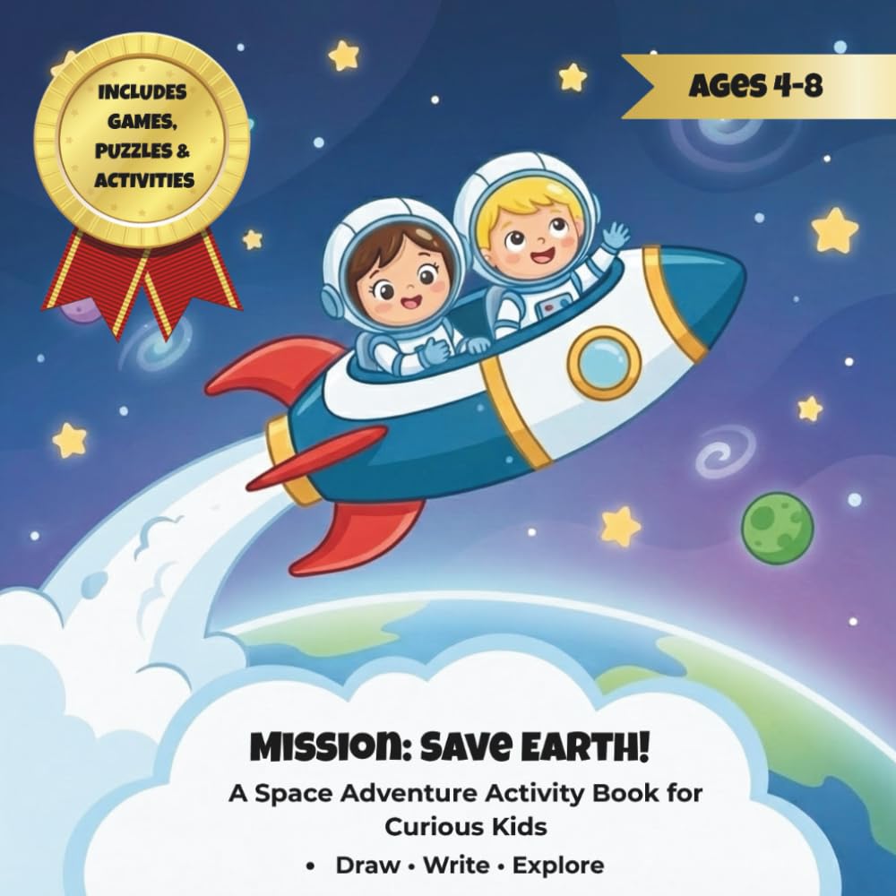 Mission Save Earth: An All-in-One Space Activity Book with Story, Coloring, Writing, Puzzles & STEM Learning for Kids (Nova & Cosmo’s Space Missions)