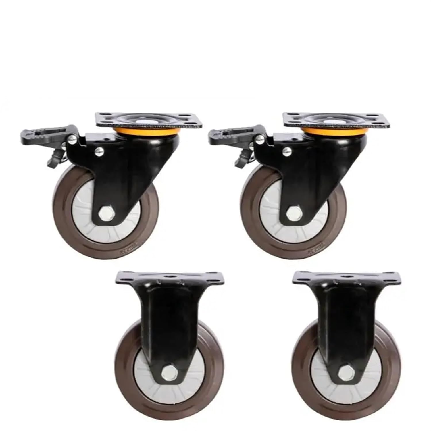 4 Pcs/Lot 4 Inch Wheel Heavy Duty Caster Universal Flat Rubber Trolley Silent Directional Brake Furniture Wheel Sillas Stick(A)