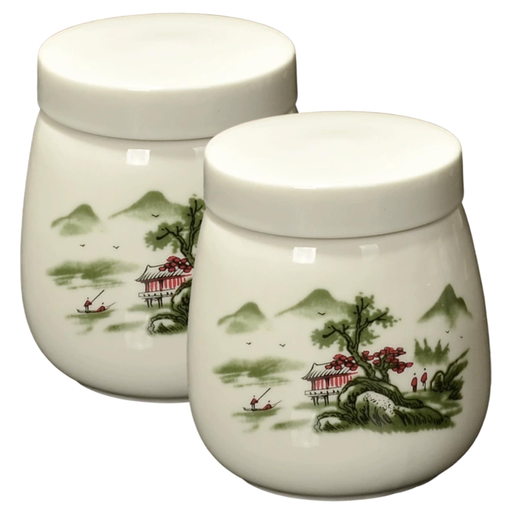 Gcroet 2Pcs Egg Coddler, 220ml Vintage Ceramic Coddled Egg Cups with Lids for Quick and Easy Breakfast or Elegant Display..
