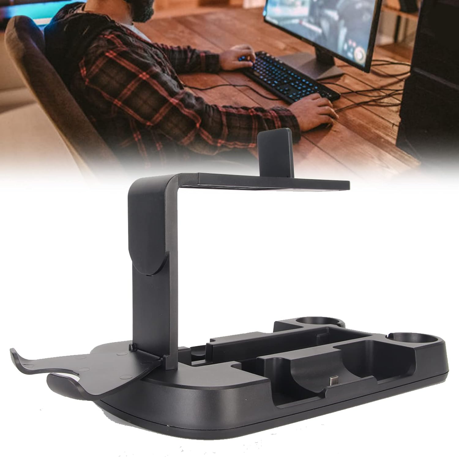 Vertical Charging Stand for Charge Display Stand with 2 DS5 Controllers and Motion Controllers