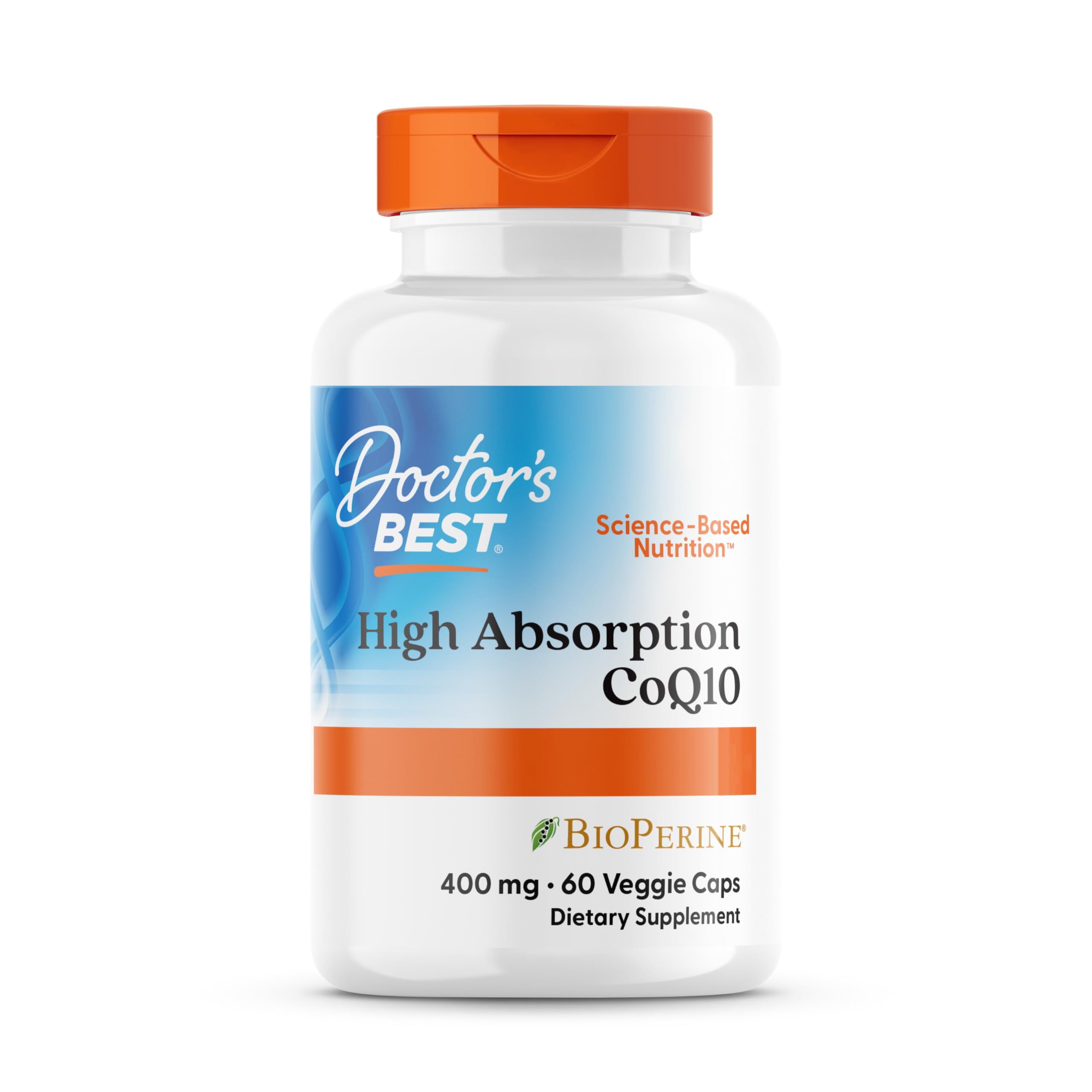 Doctor's Best, High Absorption CoQ10 con Bioperine (Coenzima Q10), 400mg, 60 Capsule vegane, Testato in Laboratorio, Senza Glutine, Senza Soia, Vegetariano