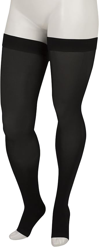 Juzo Basic 4411 Thigh-High Compression Stocking 20-30 mmHg Open Toe, Short | Silicone border, quality medical compression stockings for men and women, seamless, durable, comfortable fit, easy care