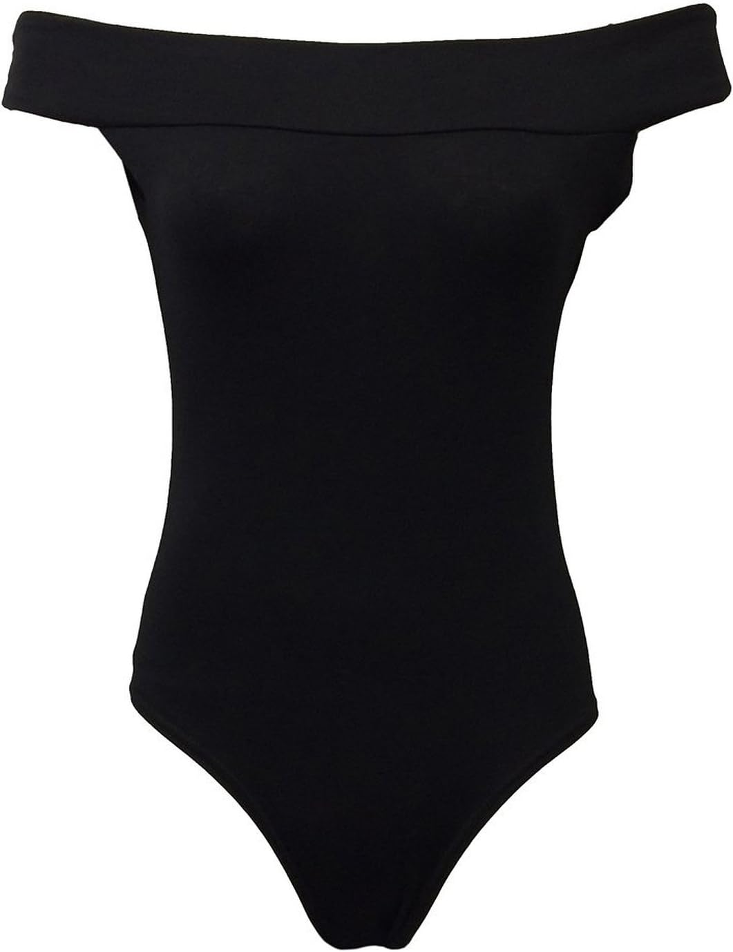 Mobash LtdNew Ladies Womens Off Shoulder Stretch Sleeveless Leotard Bodysuit (S/M (UK 8/10), Black)