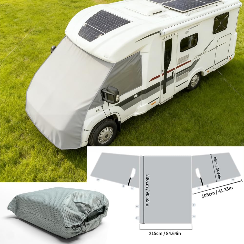Cubierta completa para parabrisas de caravana y autocaravana, 600D Oxford, no tejida, impermeable, para Fiat Ducato, Peugeot, Boxer, Citroen Relay 2006+ Ram Promaster