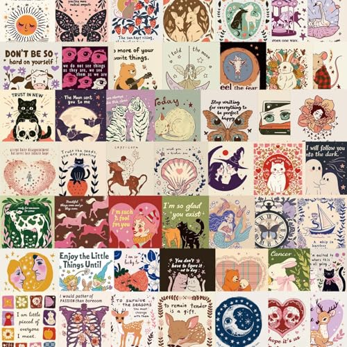 50PCS Dark Academia Motivational Stickers, Vintage Gothic Inspirational Stickers for Teens Adults Students, Fantasy Positive Affirmation Decals for Water Bottles Laptop Vision Board Supplies