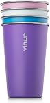 VINUR Stainless Steel Cups 4 Pack -16 oz Pint Tumbler Stackable Metal Drinking Glasses for Travel, Camping, Outdoors (Green-Black-Teal-Navy)