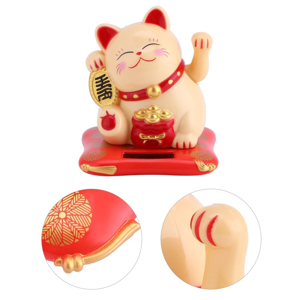 Haofy Statua Maneki Neko con Movimento Solare per Casa Ufficio Auto Adatto a Tutti gli Ambienti Interni Decorazione Regalo