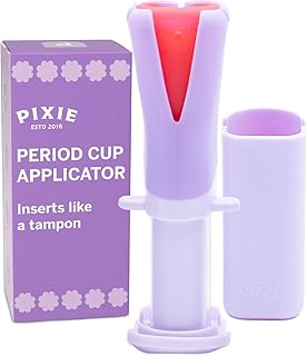Pixie Menstrual Cup Applicator - Inserts Like A Tampon - Every Woman Can Now Use Period Cups - Perfect for Long Nails - Self Sanitizer TPE Properties - Travel Case (Cup Applicator)