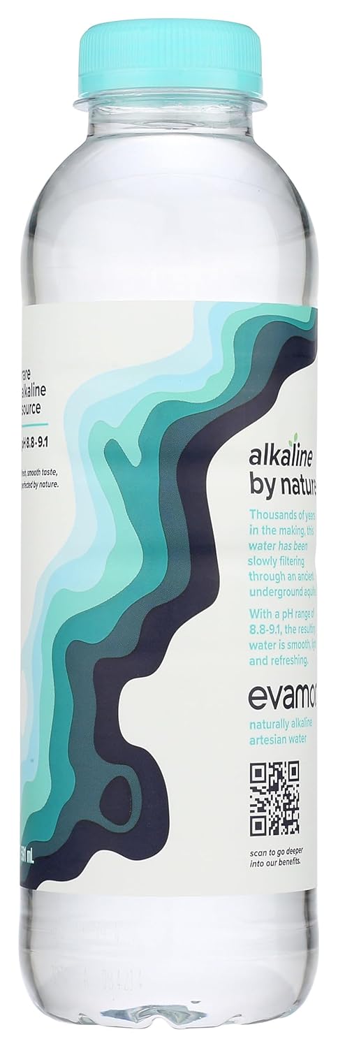 EVAMOR Artesian Bottled Water - Single Source, Naturally Alkaline and Full of Electrolytes for Hydration and Health, 20 Fl. Oz. Bottles (Pack of 24)