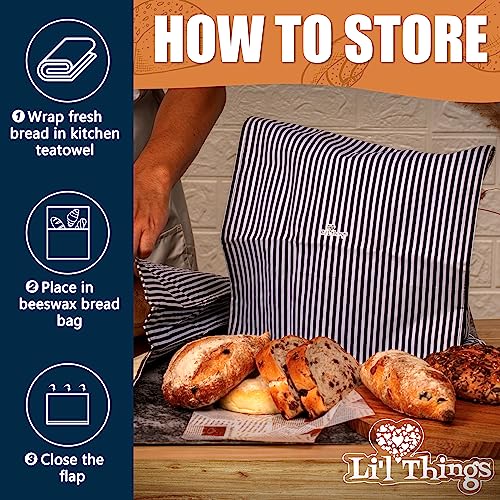 Lil-Things-Eco-friendly-Reusable-Beeswax-Bread-bags-Improved-Beeswax-Coating-Set-of-2-Sizes-13x13-15x9-6-Different-Themes-Great-for-Home-Baked-Store-Bought-Bread-Stripey-Black