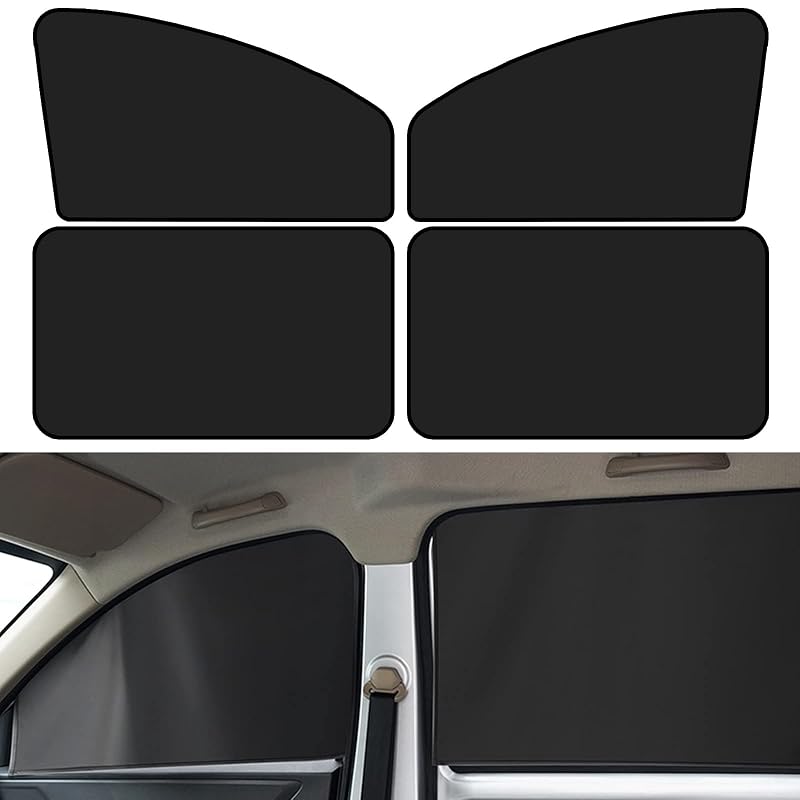 Protetor Solar Magnético para Janelas Laterais de Carro NTNEV, Dupla Face Preta, Kit com 4 Peças