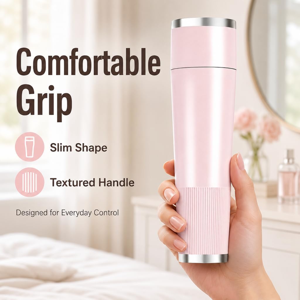 Bloomly Facial Hair Remover, Bloomly Hormonal Hair Remover Pro, Gentle Micro Trimming with Led Light, Portable Design, Painless Electric Face Razor for Coarse Hair (Pink)