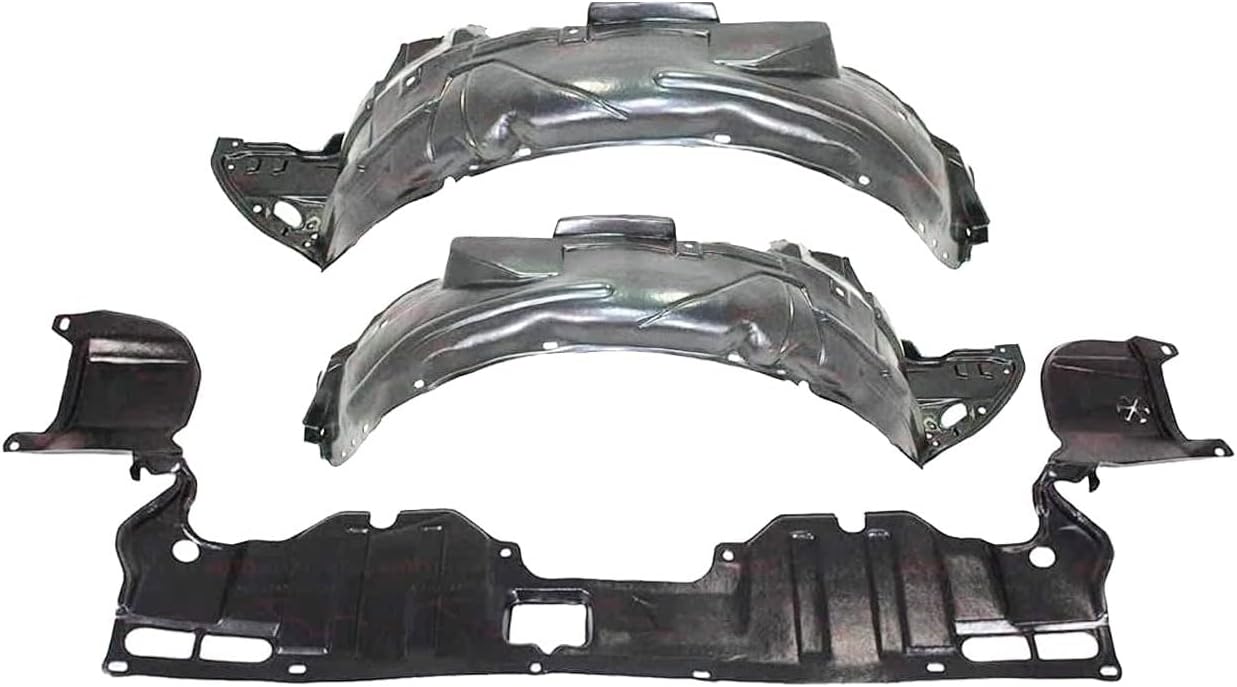 Front Fender Liners + Engine Splash Shield Under Cover For 2006-2011 Honda Civic Sedan Direct Replacement 74101SNAA00 74151SNAA00